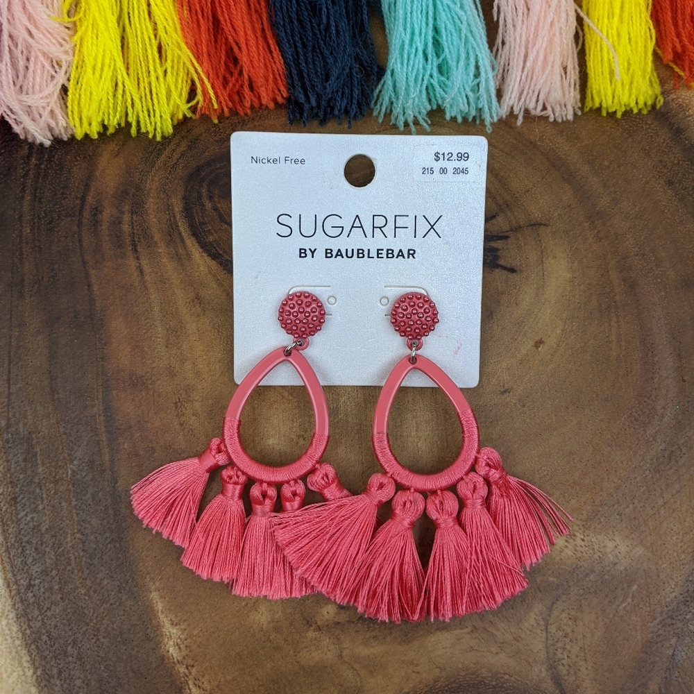 SUGARFIX by BaubleBar Tassel Fringe Hoop Earrings - Picture 2 of 6